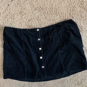 Black Button Up Plus Size Skirt